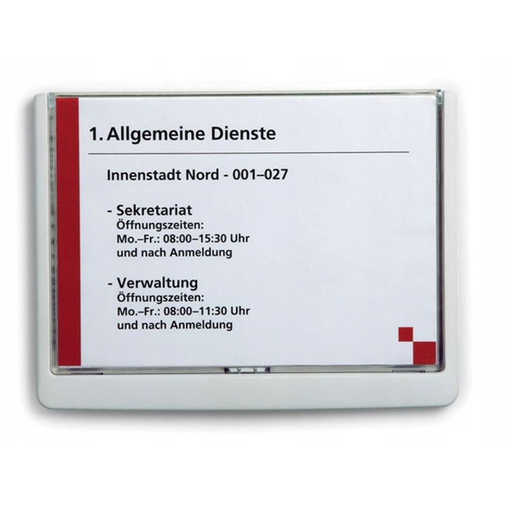 Durable Click A5 fekvő ajtótábla, akril és alumínium, könnyen cserélhető betéttel, szerelőkészlettel együtt, fehér, A5 210 x 148 mm