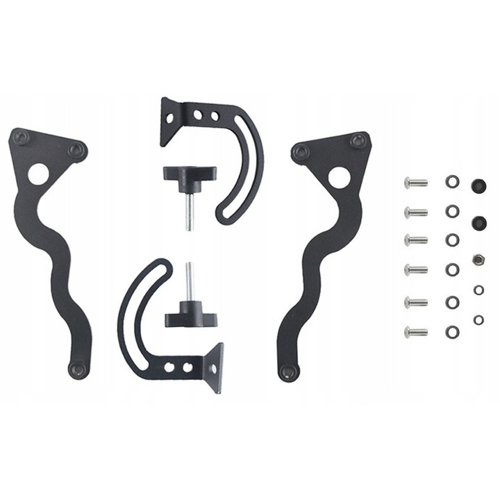 DKM szélvédő-erősítő készlet BMW R1250GS/R1200GS/R1200GS ADV/R1250GS ADV modellekhez, csökkenti a rezgéseket és stabilizálja a szélvédőt, állítható szorítócsavarral, festett acél, fekete, bal+jobb készlet