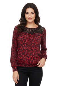 DESIGUAL, Bluza cu imprimeu floral si garnituri de dantela Ketty