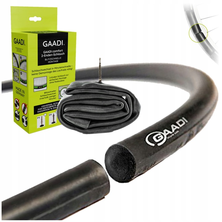 GAADI légkamra, kerék leszerelése nélküli szerelés, FV (Presta) szelep, Fekete, 16-29" x 37-57 mm, 1.4-2.25-ös abroncsokhoz