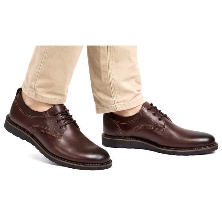 Pantofi barbati Sport Casual din piele naturala siret 200839, Maro