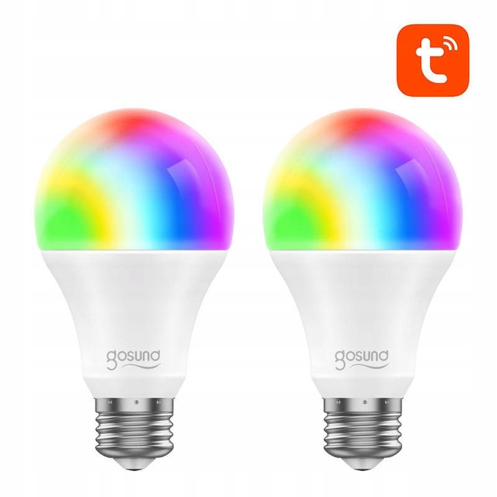 Комплект 2 Интелигентни LED Крушки Gosund WB4, 800 лумена, Wi-Fi, E27, 14x9.5x7см, Регулируема Бяла Светлина