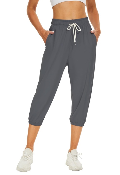 Pantaloni 3/4 BATHRINS femei antrenament, gri, One Size INTL