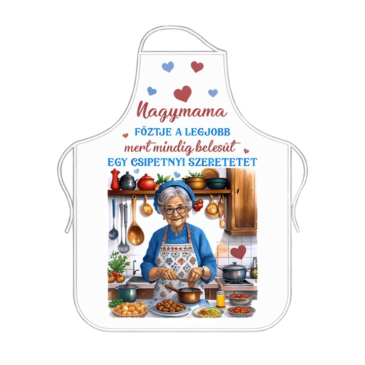 Sort de bucatarie „Nagymama főztje a legjobb, mert mindig belesüt egy csipetnyi szeretetet” (Mancarea bunicii e cea mai buna...), 79 x 61 cm