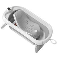 Set 2 in 1 Cadita Pliabila si Scaun pentru Bebelusi Mavio®, Model BabySpa, Reductor Ergonomic, Termometru Digital, 0–36 Luni, 40L Capacitate, 83 cm, Dop Scurgere, Suport Dus, Picioare Antiderapante, Design Compact, Gri