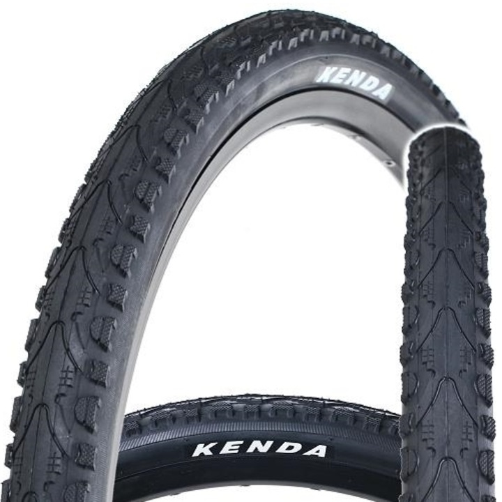 Anvelopa bicicleta Kenda Khan K935, semi-slick, cu talon din sarma, 27,5 x 2,10 (52-584), 30 TPI, negru
