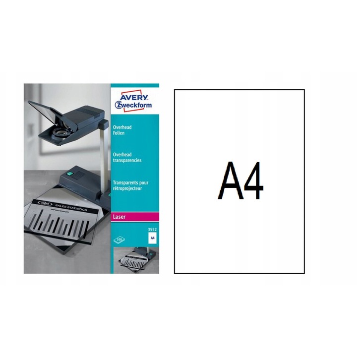 Фолио за проектор Avery Zweckform 3552 прозрачно 210x297mm 100 листа