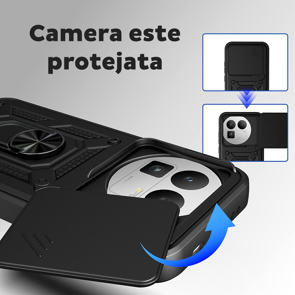 Husa pentru Realme GT 8 Pro cu inel rotativ 360 Daden, Camshield series, Hybrid Antisoc, Slider pentru protectia camerei, Albastru