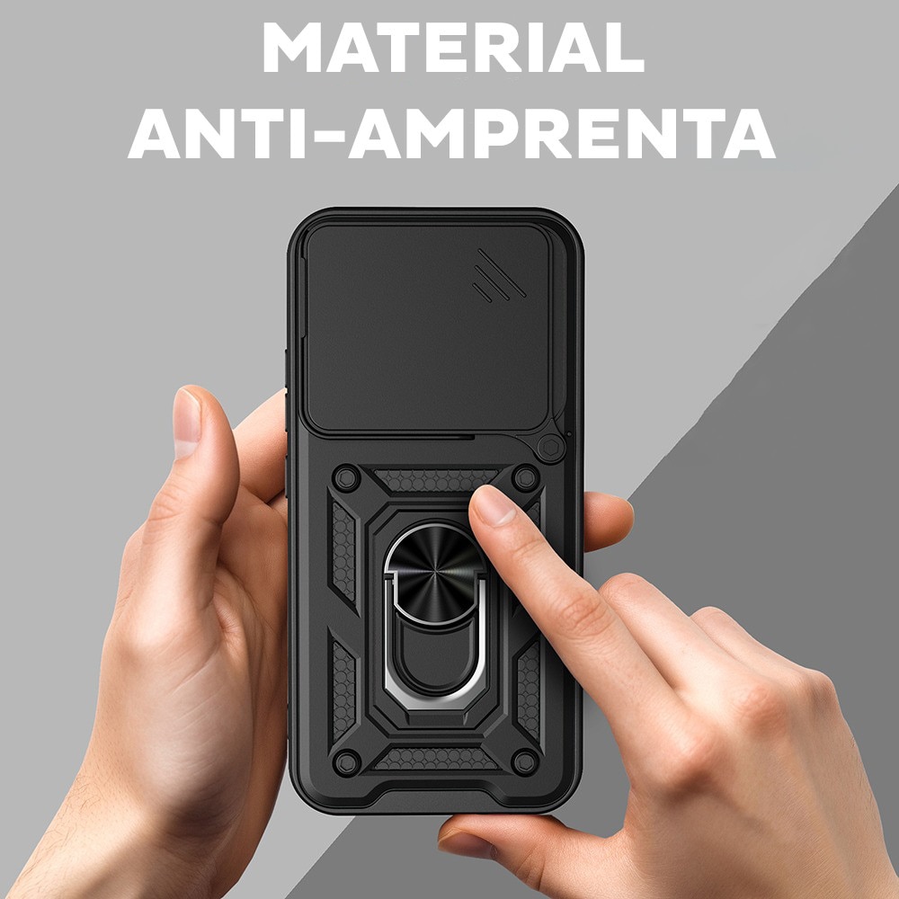 Husa pentru Realme GT 8 Pro cu inel rotativ 360 Daden, Camshield series, Hybrid Antisoc, Slider pentru protectia camerei, Albastru
