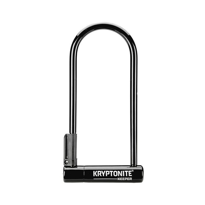 Lacat U pentru bicicleta Kryptonite Keeper LS, tija 12 mm din otel calit, colier intarit de protectie, cilindru disc, 2 chei, suport montare, Negru, 10.2 x 29.2 cm