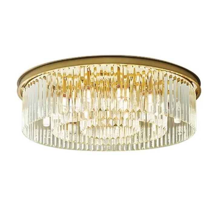 Candelabru din cristal nordic, Lustra de tavan, 8 becuri, Intensitate reglabila, Becuri incluse, 220 V DC, Flux luminos 249–2000 lm