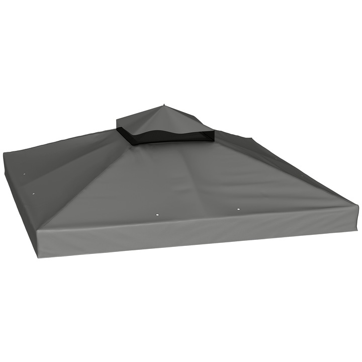 Acoperis de schimb pentru foisor, 3 x 3 m, acoperis dublu, protectie UV, poliester, gri inchis