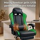 Геймърски стол GALAXIA ергономичен, LED RGB, лумбален масаж, разтегателна поставка за крака, регулируема облегалка 90-165 градуса, възглавници за врат и кръст, Черен/Зелен