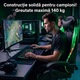 Геймърски стол GALAXIA ергономичен, LED RGB, лумбален масаж, разтегателна поставка за крака, регулируема облегалка 90-165 градуса, възглавници за врат и кръст, Черен/Зелен