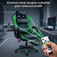 Геймърски стол GALAXIA ергономичен, LED RGB, лумбален масаж, разтегателна поставка за крака, регулируема облегалка 90-165 градуса, възглавници за врат и кръст, Черен/Зелен