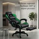 Геймърски стол GALAXIA ергономичен, LED RGB, лумбален масаж, разтегателна поставка за крака, регулируема облегалка 90-165 градуса, възглавници за врат и кръст, Черен/Зелен