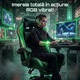 Геймърски стол GALAXIA ергономичен, LED RGB, лумбален масаж, разтегателна поставка за крака, регулируема облегалка 90-165 градуса, възглавници за врат и кръст, Черен/Зелен
