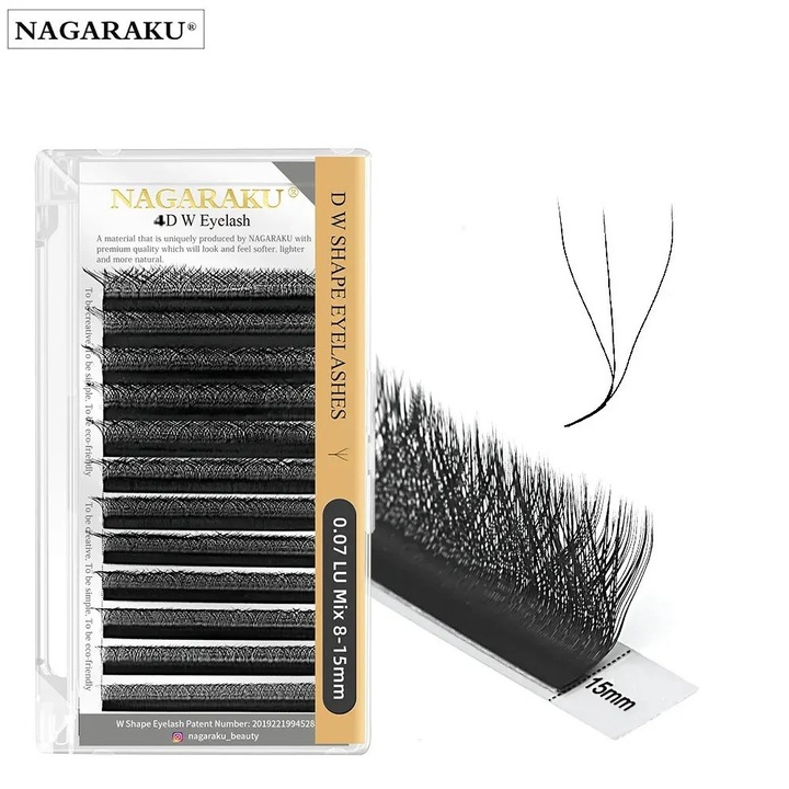 Extensii Gene False NAGARAKU LU W 4D, 0.07mm, 8-15mm, mix lungimi