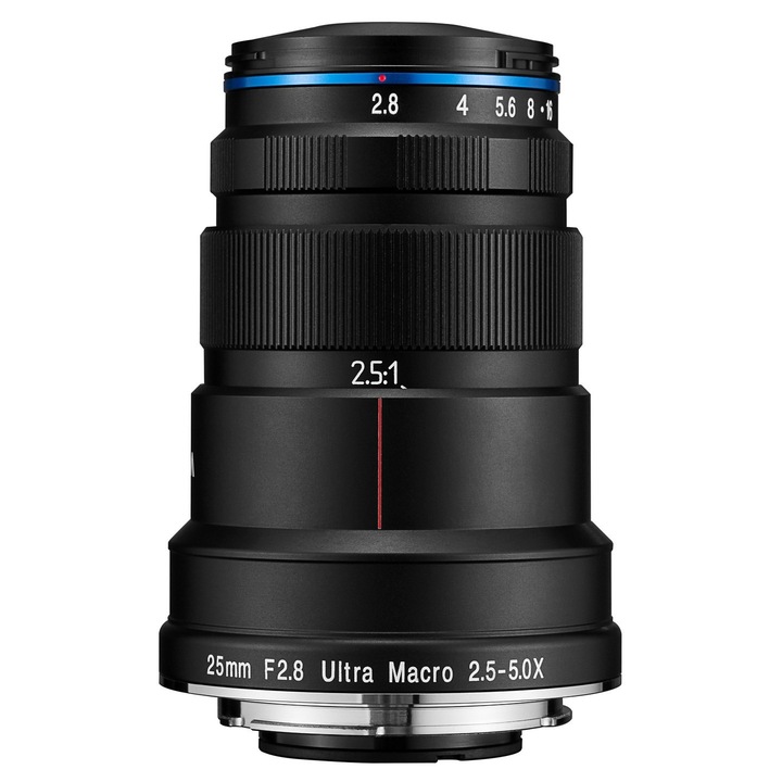 Обектив Laowa 25 mm f/2,8 2,5-5x Ultra Macro, монтировка Pentax K, ръчно фокусиране, метален корпус, Черен