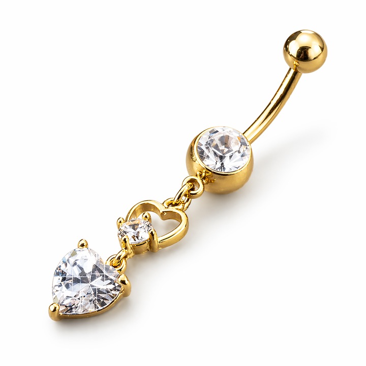 Model Inima Cercel piercing model inima, pentru buric, placat cu aur 18K - eMAG.ro