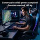 Геймърски стол GALAXIA ергономичен, LED RGB, лумбален масаж, разтегателна поставка за крака, регулируема облегалка 90-165 градуса, възглавници за врат и кръст, Черен/Син