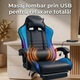 Геймърски стол GALAXIA ергономичен, LED RGB, лумбален масаж, разтегателна поставка за крака, регулируема облегалка 90-165 градуса, възглавници за врат и кръст, Черен/Син