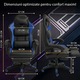 Геймърски стол GALAXIA ергономичен, LED RGB, лумбален масаж, разтегателна поставка за крака, регулируема облегалка 90-165 градуса, възглавници за врат и кръст, Черен/Син
