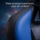 Геймърски стол GALAXIA ергономичен, LED RGB, лумбален масаж, разтегателна поставка за крака, регулируема облегалка 90-165 градуса, възглавници за врат и кръст, Черен/Син