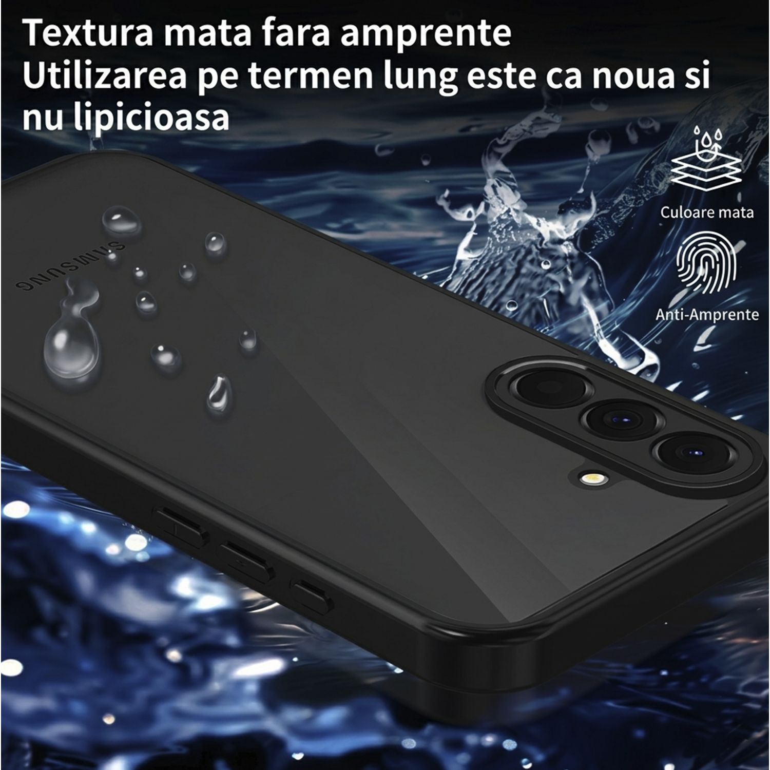 Husa pentru Samsung Galaxy A57 din TPU Flexibil, Protectie Ecran si Obiectiv, Design Anti-Fall cu Rezistenta la Zgarieturi, Negru Transparent