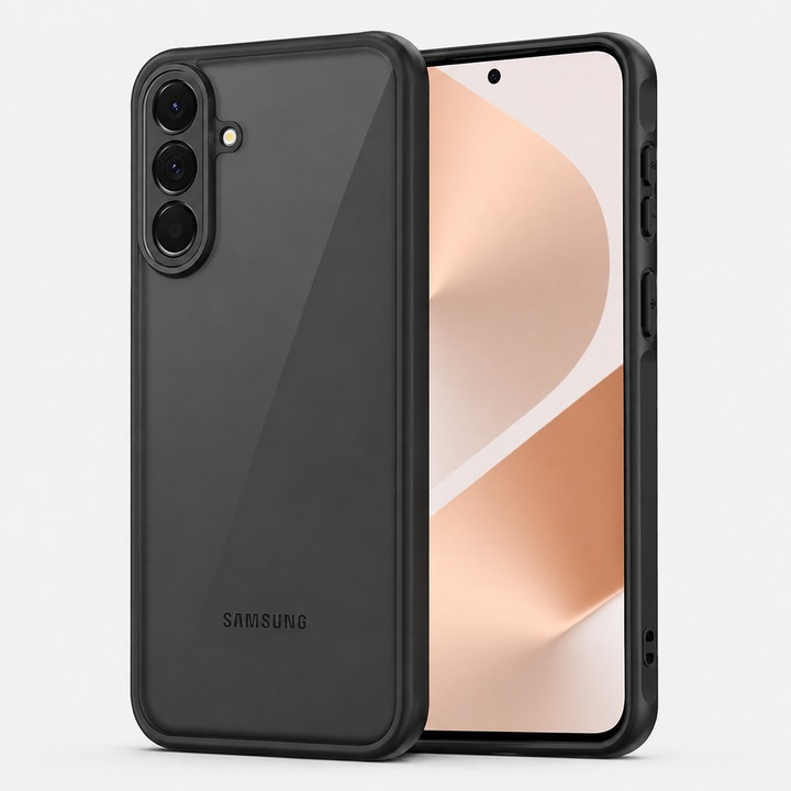 Husa pentru Samsung Galaxy A57 din TPU Flexibil, Protectie Ecran si Obiectiv, Design Anti-Fall cu Rezistenta la Zgarieturi, Negru Transparent