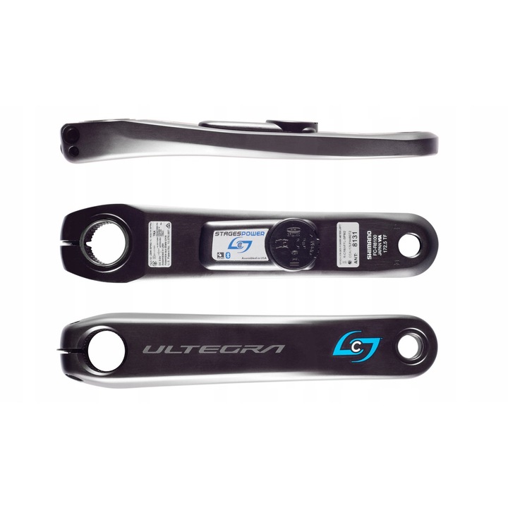 Измервател на мощност (power meter) Stages Cycling Ultegra R8100 L U81L-E, ляво рамо 175мм, точност ±1,5%, съвместим с Shimano Hollowtech II, ANT+/Bluetooth, IPX7, Черен, 1 бр