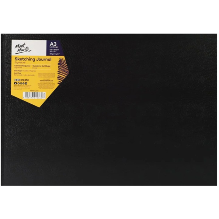 Bloc de desen Mont Marte A3, 100 file, negru, legat manual