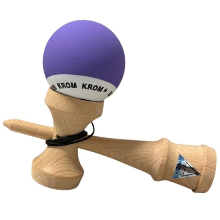 Kendama japoneză, KROM, din lemn, alb-mov mat, profesională