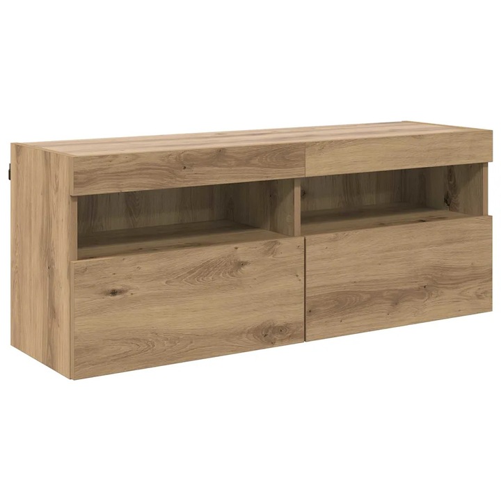 Dulap TV de perete cu LED Stejar vidaXL, Artizanal 100 x 30 x 40 cm