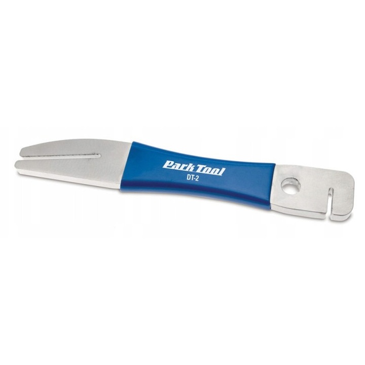 Cheie/unelta pentru indreptat disc frana Park Tool DT-2, otel inoxidabil, cu doua fante laser de lungimi diferite, albastru, 1 buc