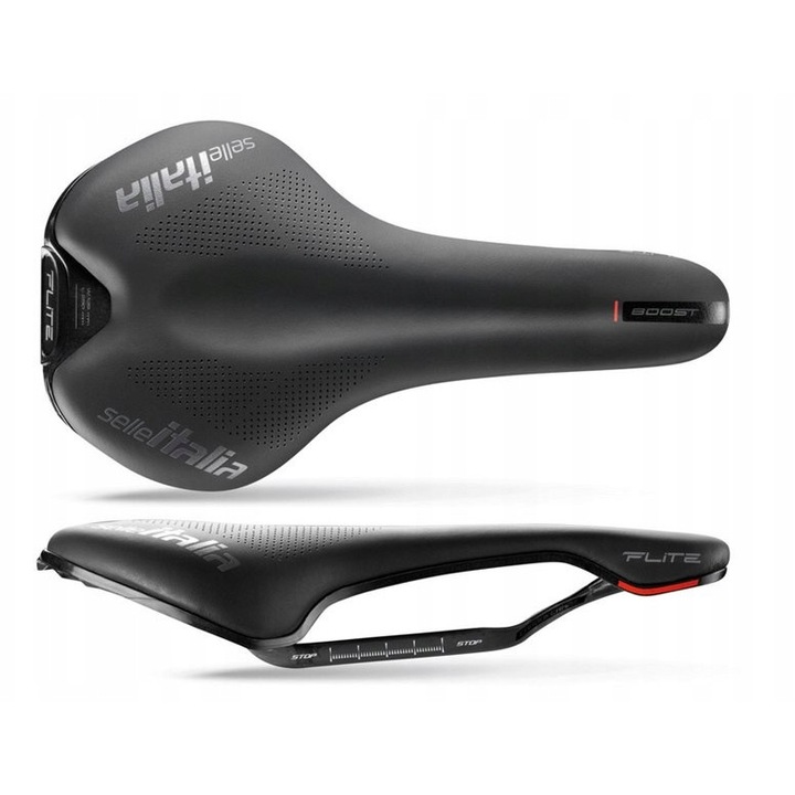 Selle Italia, Седалка от микрофибър с плоска форма Boost и карбонови релси с керамично покритие Flite Boost Kit Carbonio S3, Черен, 248x135 мм