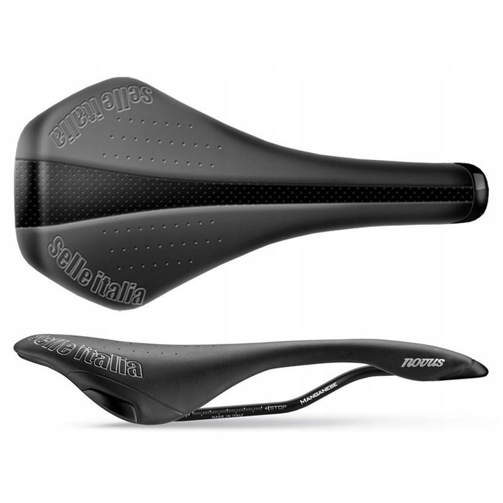 Selle Italia, Седалка за велосипед/Saddle Duro-Tek с допълнителна подплата, 7 мм манганови релси, Novus TM L1, Черно/Сребристо, 278x146 мм