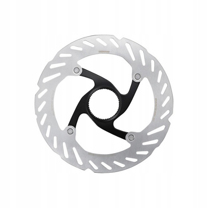Спирачен диск/ротор Shimano RT-CL700, center-lock, ice technologies с 3D алуминиев адаптер, съвместим с метални/смолни накладки, 160 mm, черен/сребрист, 1 бр