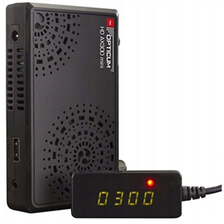 Tuner satelit Opticum X300, HD, USB, negru, 12x8x2cm