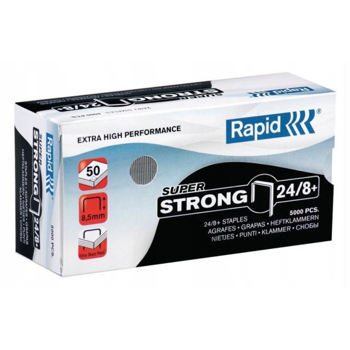 Капси Rapid Super Strong 24/8+, 5000 бр., поцинковани, 56x40x110мм