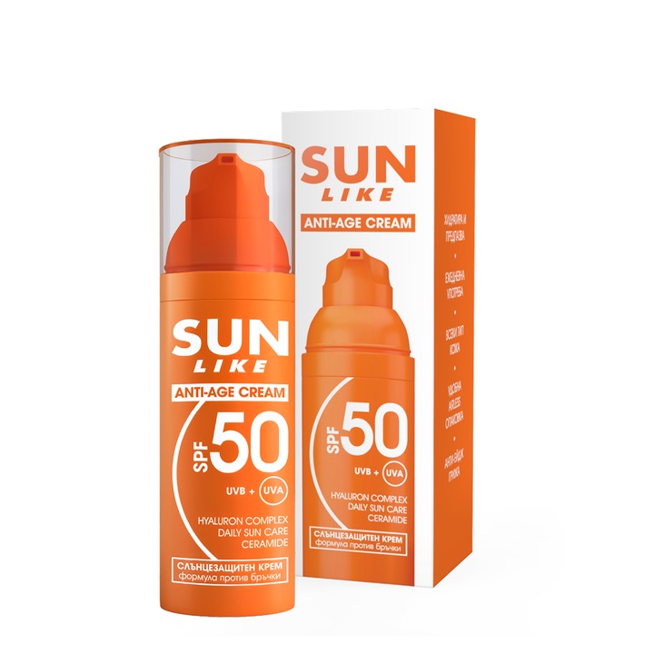 Sun Like fényvédő öregedésgátló arckrém, SPF50, 50 ml