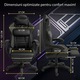 Геймърски стол GALAXIA ергономичен, LED RGB, лумбален масаж, разтегателна поставка за крака, регулируема облегалка 90-165 градуса, възглавници за врат и кръст, Черен