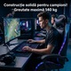Геймърски стол GALAXIA ергономичен, LED RGB, лумбален масаж, разтегателна поставка за крака, регулируема облегалка 90-165 градуса, възглавници за врат и кръст, Черен
