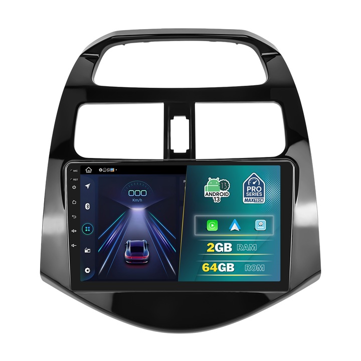 Navigatie Chevrolet Spark (2011-2015) dedicata, MaxTech® PRO SERIES, 2 GB Ram 64 GB Rom, Carplay & Android auto, Ecran 9 ” HD Touch, GPS, Wifi, Bluetooth, Radio, USB, EQ, DSP, Waze