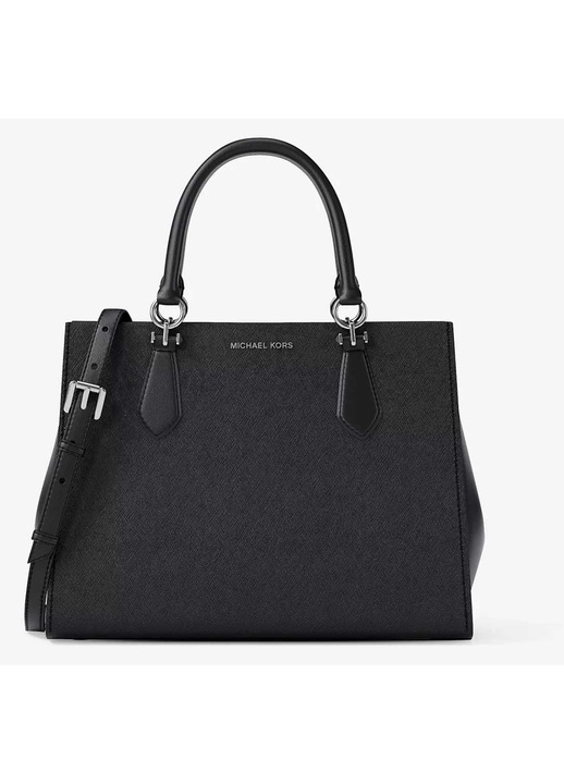 Geanta satchel, michael kors, marilyn, piele saffiano negru, 28.5×21×14 cm