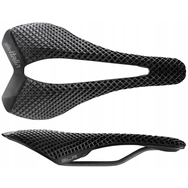 Selle Italia, седло за велосипед 3D Printed Carbon DLS с канал Superflow, рейки High Strength Steel O7x9 mm, SLR 3D Elite S3, черен, S3