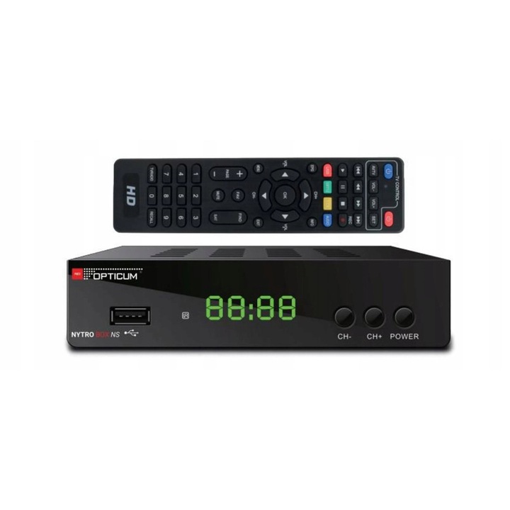 Tuner decodor cablu Opticum DVB-C DVB-T2 HDMI USB SCART negru