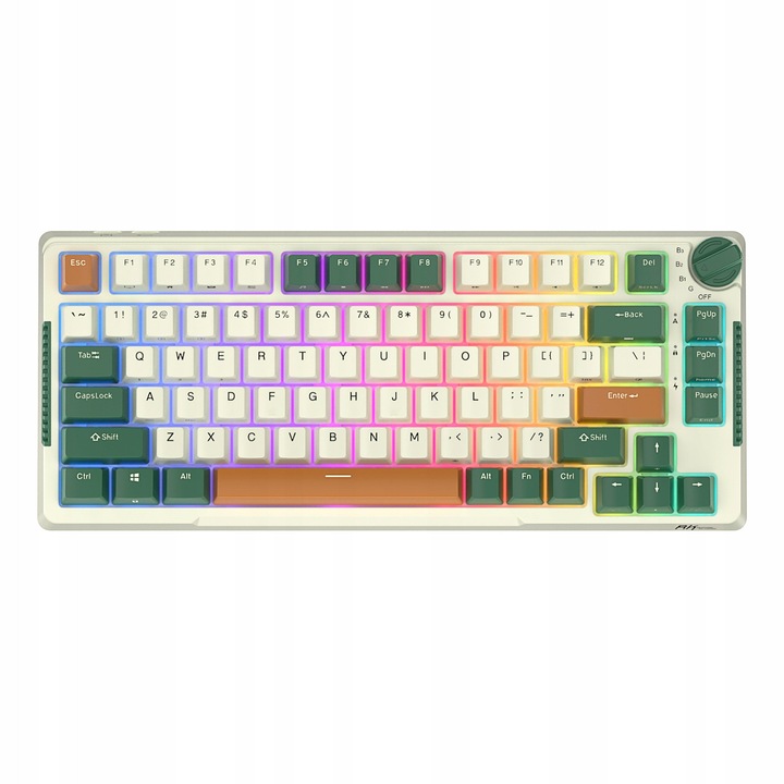 Механична клавиатура Royal Kludge RKH81 81 клавиша RGB бяло-зелено-оранжево 75%