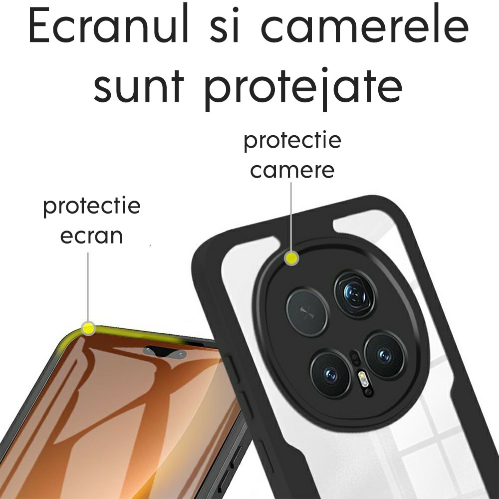 Husa pentru Honor Magic 8 Pro DaDen® ColorVerse 360, Antisoc, Protectie completa spate-ecran, Negru