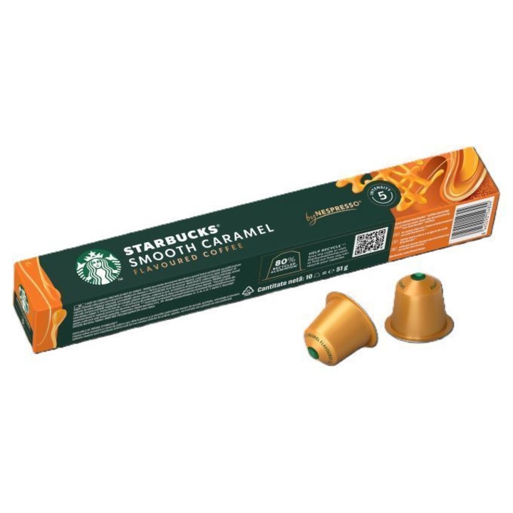 Кафе капсули, STARBUCKS by Nespresso, Smooth Caramel Flavoured coffee, 10 бр. в кутия, 51g